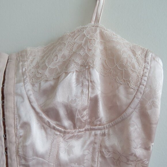 L.A. HEARTS Satin Floral Lace Up Corset Bustier Top Romantic Fairy Y2K Babydoll - Picture 9 of 14